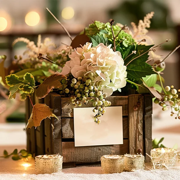 Caisse en bois fleurie mariage, évènement privé, anniversaire, baptême