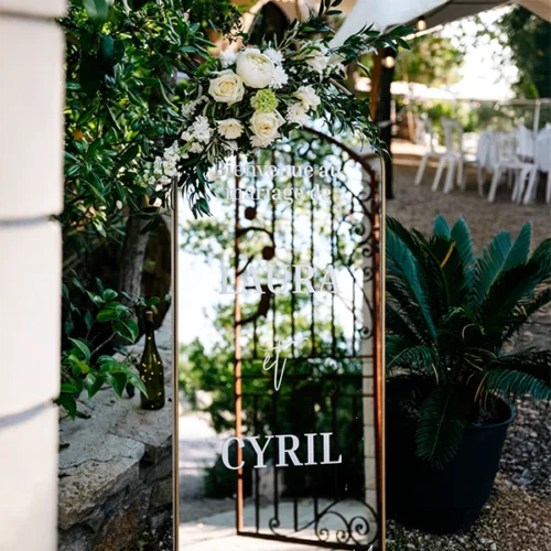 Fleuriste composition florale miroir évènement privé mariage