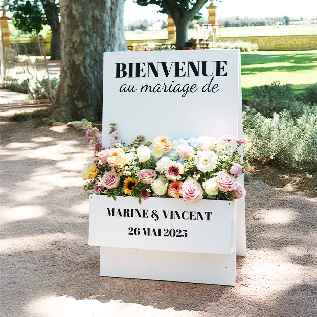 Jardinière de bienvenue mariage de Marine et Vincent