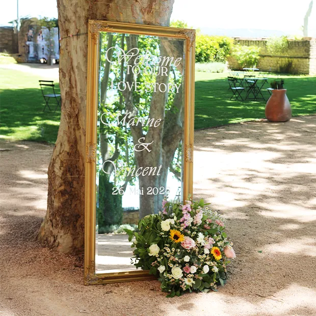 Miroir de bienvenue mariage de Marine et Vincent